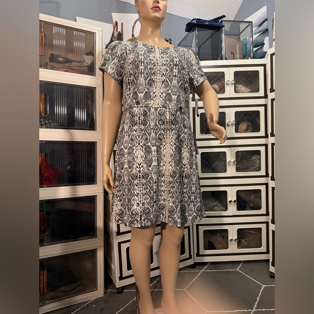 City Studio Black and White Snake Print Dress